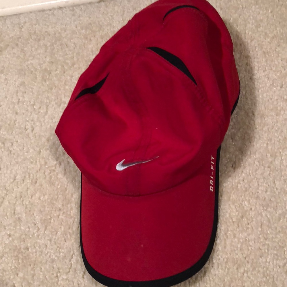 Red and black Nike hat